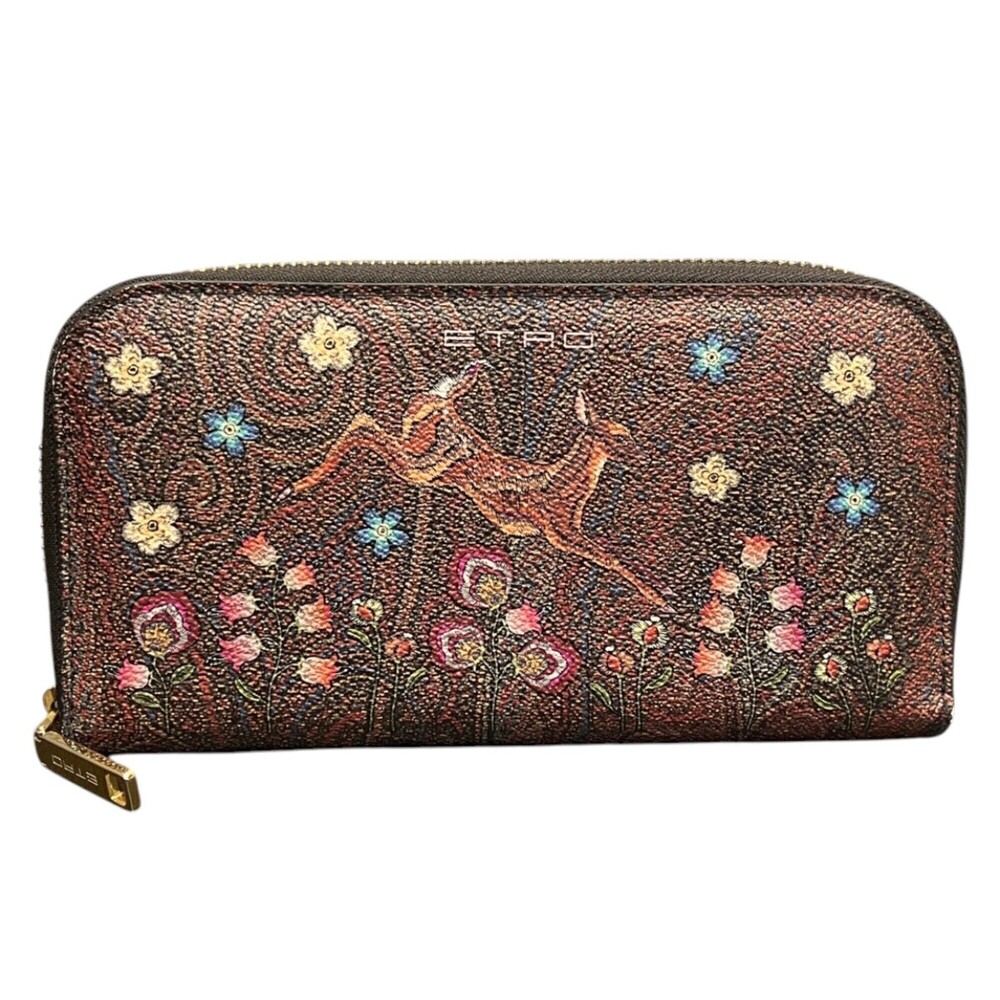Etro Paisley Bambi x Flower Long Wallet PVC Leather